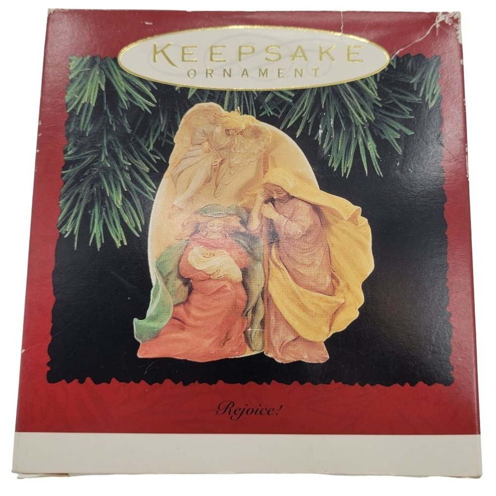 Hallmark Rejoice Nativity Holy Family & Angel Keepsake Vintage Christmas